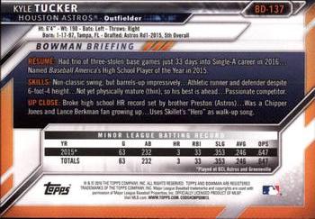 2016 Bowman Draft #BD-137 Kyle Tucker Back