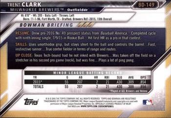 2016 Bowman Draft #BD-149 Trent Clark Back