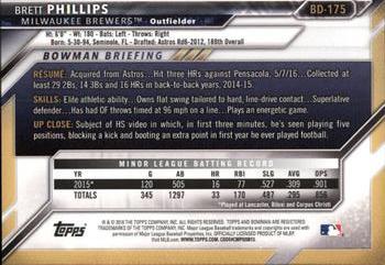 2016 Bowman Draft #BD-175 Brett Phillips Back