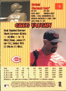1999 Bowman's Best #15 Greg Vaughn Back
