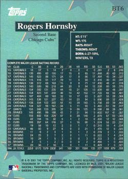 2001 Topps - Before There Was Topps #BT6 Rogers Hornsby Back