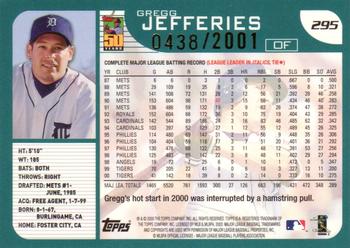 2001 Topps - Gold #295 Gregg Jefferies Back