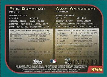 2001 Topps - Gold #355 Phil Dumatrait / Adam Wainwright Back