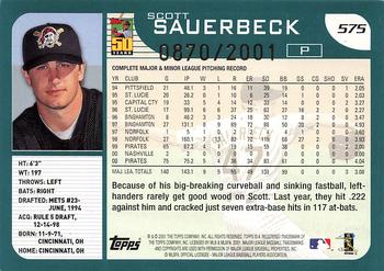 2001 Topps - Gold #575 Scott Sauerbeck Back