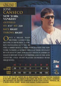 2001 Topps - Golden Anniversary #GA20 Jose Canseco Back