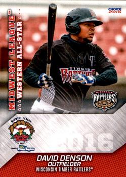 2016 Choice Midwest League All-Stars #50 David Denson Front