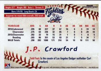 2016 Grandstand Reading Fightin Phils #NNO J.P. Crawford Back