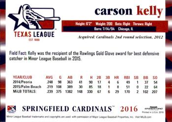 2016 Grandstand Texas League Top Prospects #NNO Carson Kelly Back