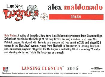 2016 Grandstand Lansing Lugnuts #NNO Alex Maldonado Back
