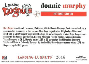 2016 Grandstand Lansing Lugnuts #NNO Donnie Murphy Back