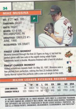 1999 Finest #34 Mike Mussina Back