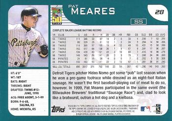2001 Topps - Home Team Advantage #28 Pat Meares Back