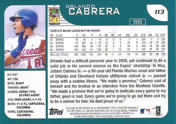 2001 Topps - Home Team Advantage #113 Orlando Cabrera Back