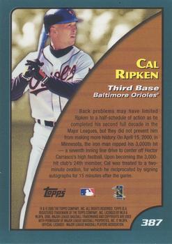 2001 Topps - Home Team Advantage #387 Cal Ripken Jr. Back