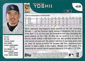 2001 Topps - Home Team Advantage #431 Masato Yoshii Back