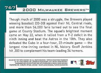 2001 Topps - Home Team Advantage #767 Milwaukee Brewers Back