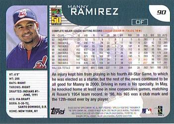 2001 Topps - Home Team Advantage #90 Manny Ramirez Back