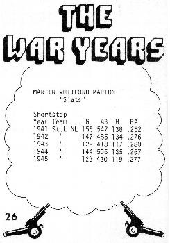 1977 TCMA The War Years #26 Martin Marion Back