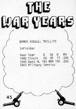 1977 TCMA The War Years #45 Damon Phillips Back