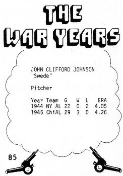 1977 TCMA The War Years #85 Swede Johnson Back