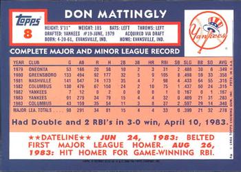 2001 Topps - Through the Years Reprints #32 Don Mattingly Back