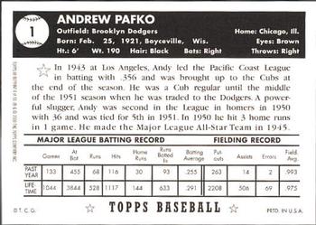 2001 Topps - Through the Years Reprints #4 Andy Pafko Back