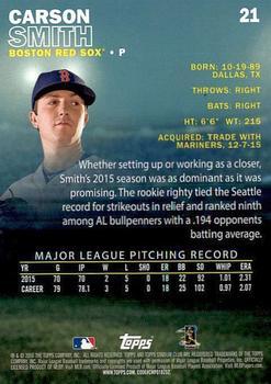 2016 Stadium Club - First Day Issue #21 Carson Smith Back