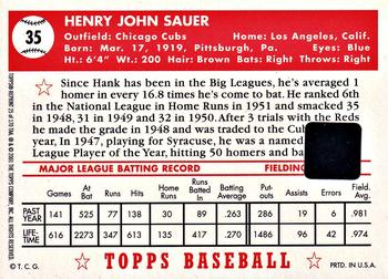 2001 Topps Archives - Autographs #TAA25 Hank Sauer Back