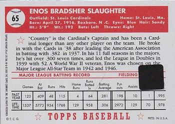 2001 Topps Archives - Autographs #TAA29 Enos Slaughter Back
