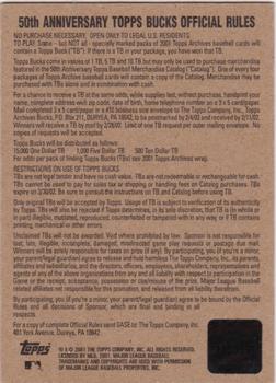 2001 Topps Archives - Topps Bucks #NNO Jackie Robinson Back