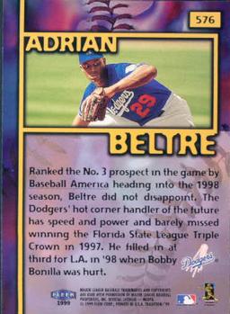 1999 Fleer Tradition #576 Adrian Beltre Back