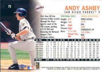 1999 Fleer Tradition #72 Andy Ashby Back
