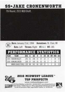 2016 Choice Midwest League Top Prospects #04 Jake Cronenworth Back