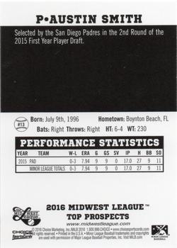 2016 Choice Midwest League Top Prospects #13 Austin Smith Back