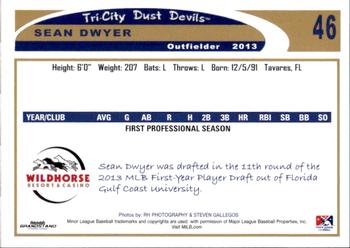 2013 Grandstand Tri-City Dust Devils #NNO Sean Dwyer Back