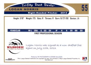 2013 Grandstand Tri-City Dust Devils #NNO Logan Norris Back