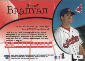 1999 Fleer Brilliants #137 Russell Branyan Back
