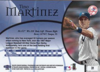 1999 Fleer Brilliants #31 Tino Martinez Back