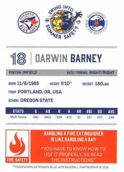 2016 Toronto Blue Jays Fire Safety #NNO Darwin Barney Back