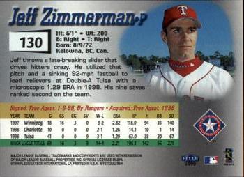 1999 Fleer Mystique #130 Jeff Zimmerman Back