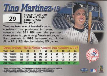 1999 Fleer Mystique #29 Tino Martinez Back