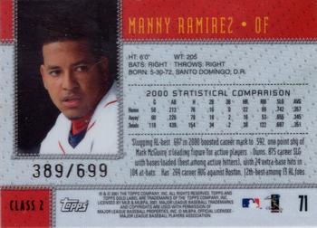 2001 Topps Gold Label - Class 2 Gold #71 Manny Ramirez  Back