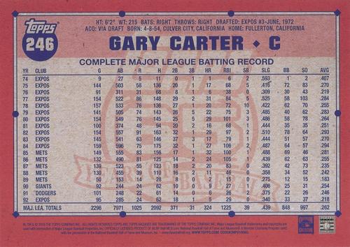 2016 Topps Archives 5x7 #246 Gary Carter Back