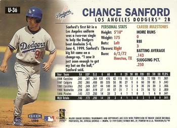 1999 Fleer Tradition Update #U-36 Chance Sanford Back