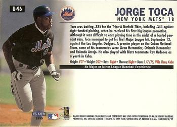 1999 Fleer Tradition Update #U-96 Jorge Toca Back