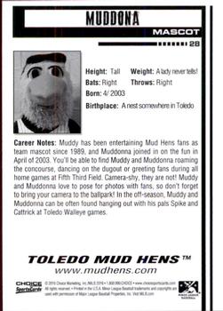 2016 Choice Toledo Mud Hens #28 Muddonna Back