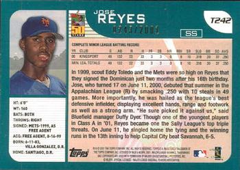 2001 Topps Traded & Rookies - Gold #T242 Jose Reyes Back