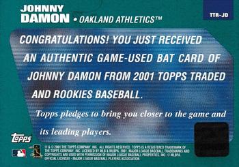 2001 Topps Traded & Rookies - Relics #TTR-JD1 Johnny Damon Back
