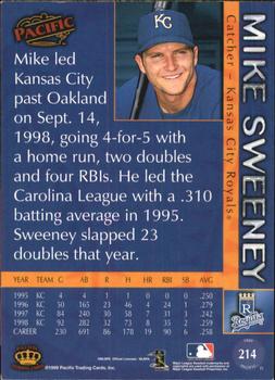 1999 Pacific #214 Mike Sweeney Back