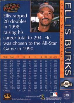 1999 Pacific #379 Ellis Burks Back